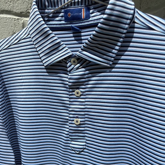 Stitch Other - Stitch Gulfstream short sleeve polo golf shirt blue white stripe M/L